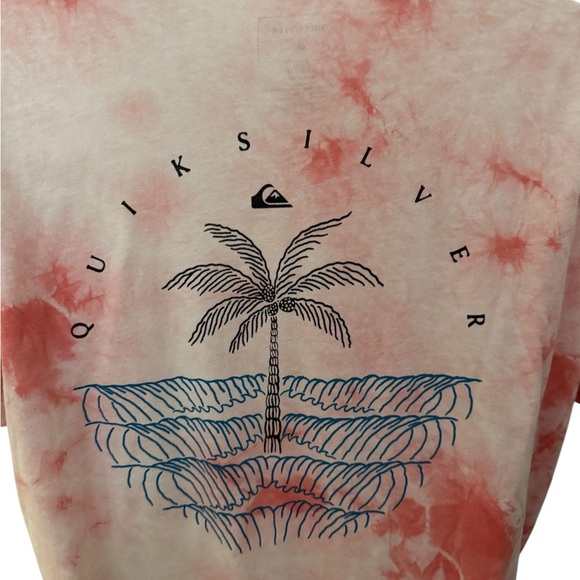 QUIKSILVER Pink Tie Dye Surf Tropical Tee Shirt Regular Fit Men M Medium - Picture 4 of 6
